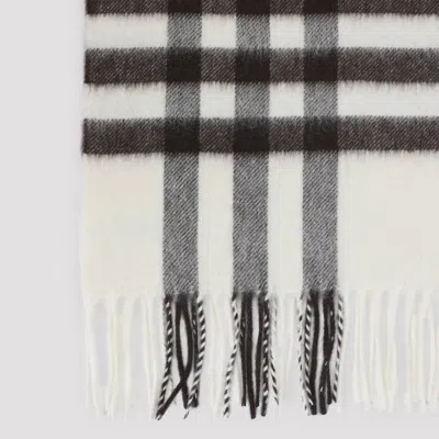 Burberry White Giant Check Cashmere Scarf In Yellow