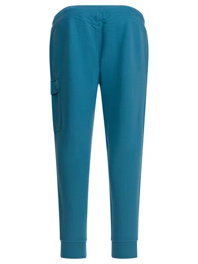 C.p. Company Diagonal Raised Fleece Sweatpants Trousers Light Blue In Blue