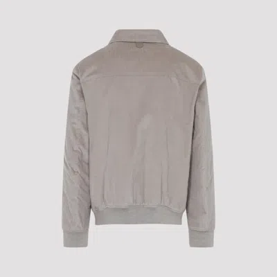 Canali Classic Corduroy Bomber Jacket In Soft Light Grey In Black