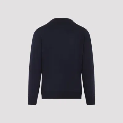 Canali Crew Neck Sweater In Virgin Wool In Blue