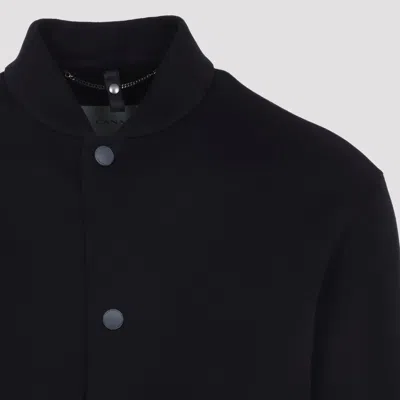 Canali Black Wool-cashmere Blend Jacket With Minimalist Design In Black
