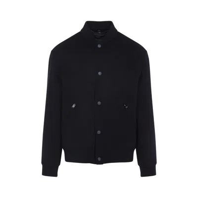 Canali Black Wool-cashmere Blend Jacket With Minimalist Design In Black