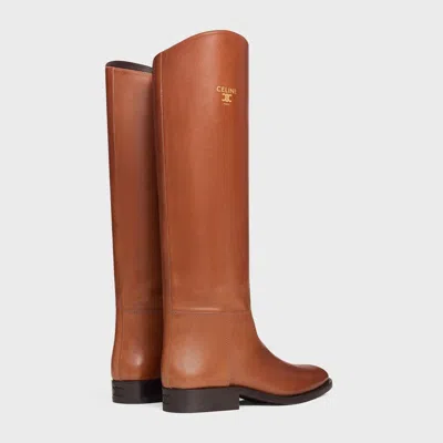 Celine Anais Calfskin Riding Boot In Brown