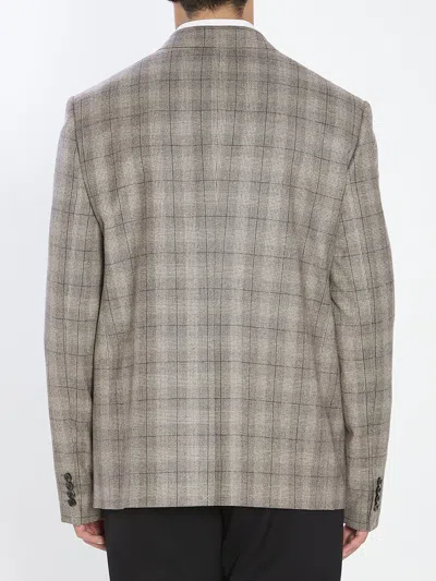 Celine Ebene Ivoire Grey Wool Veste Junior Demi-plastron Jacket In Gray