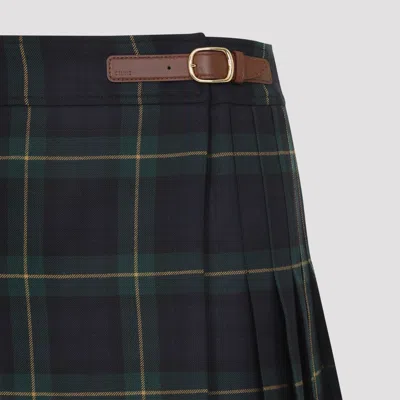 Celine Green Wool Mini Skirt In Black