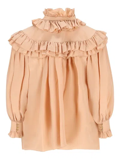 Chloé Oversized Top With Ruffles In Black