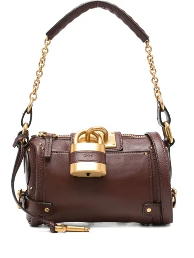 Chloé Paddington Small Chain Bag In Grained Leather In Brown