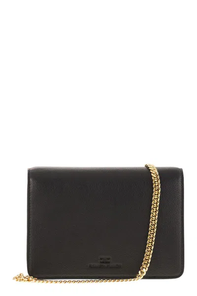Elisabetta Franchi Shoulder Strap With Groumette Chain In Black