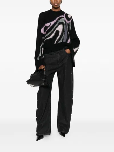 Pucci Maglione Oversize In Misto Mohair Ricamato Donna In Black