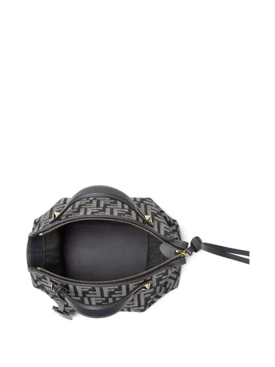 Fendi By The Way Soft Medium Bag In Ff Jacquard With Denim Effect Women In Black