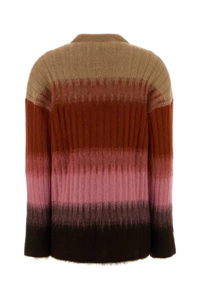 Fendi Gradient Knit Cardigan Featuring Front Pockets In Black