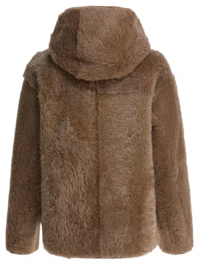 Furling By Giani Reversible Zip-up Fur Jacket In Brown