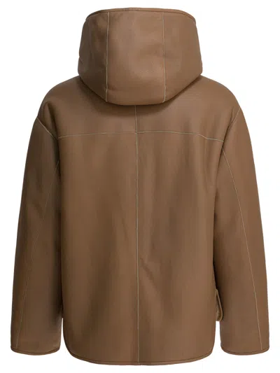 Furling By Giani Reversible Zip-up Fur Jacket In Brown