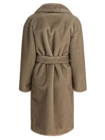 Herno Faux Fur Coat Jackets And Coats Beige In Brown
