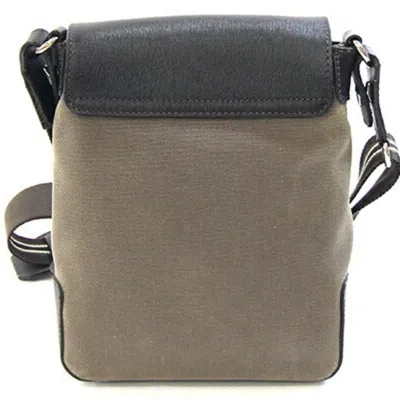 Pre-owned Dunhill Dark Brown Khaki Brown Canvas Leather Shoulder Bag ()