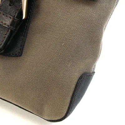 Pre-owned Dunhill Dark Brown Khaki Brown Canvas Leather Shoulder Bag ()