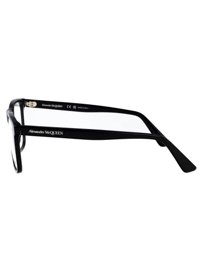 Alexander Mcqueen Black Acetate Optical Glasses In Black