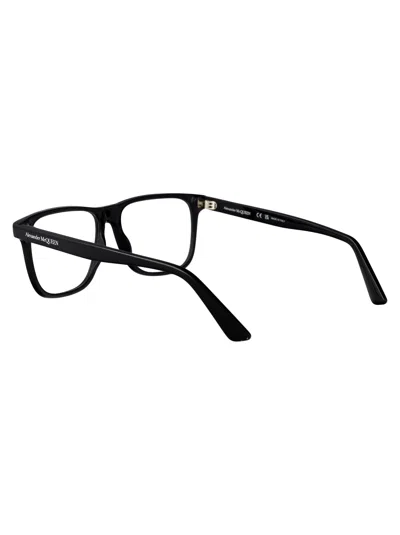 Alexander Mcqueen Black Acetate Optical Glasses In Black