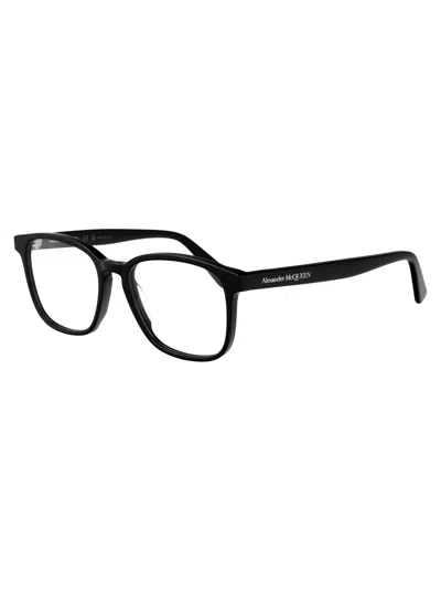 Alexander Mcqueen Black Acetate Optical Glasses In Black