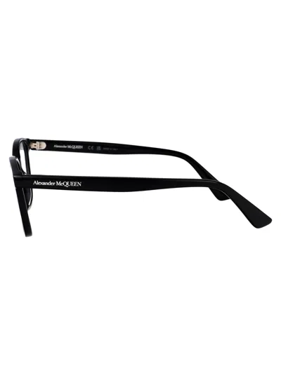 Alexander Mcqueen Black Acetate Optical Glasses In Black