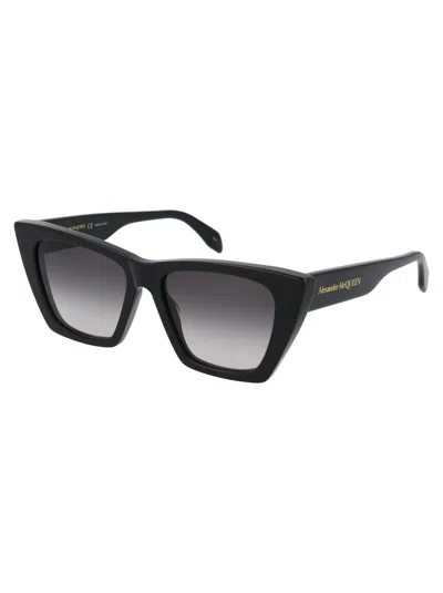 Alexander Mcqueen Black Black Grey Acetate Sunglasses In Black