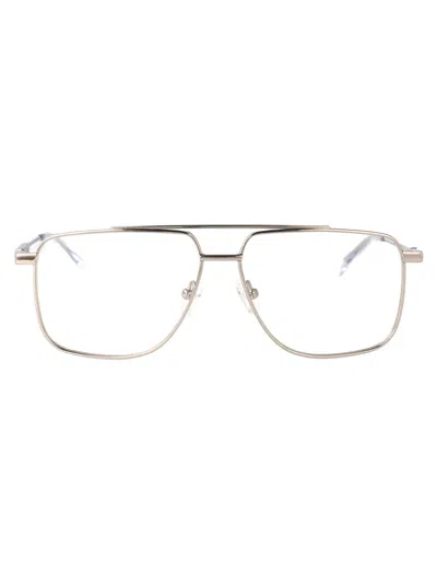Alexander Mcqueen Silver Metal Optical Glasses In Silver