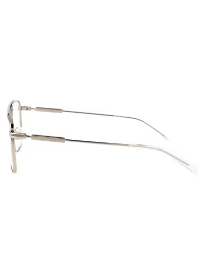 Alexander Mcqueen Silver Metal Optical Glasses In Silver