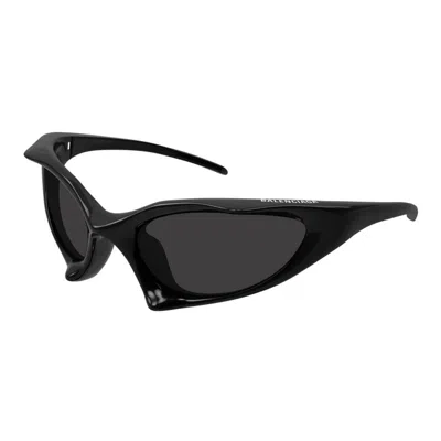 Balenciaga Black-black-grey Injectate Sunglasses In Black
