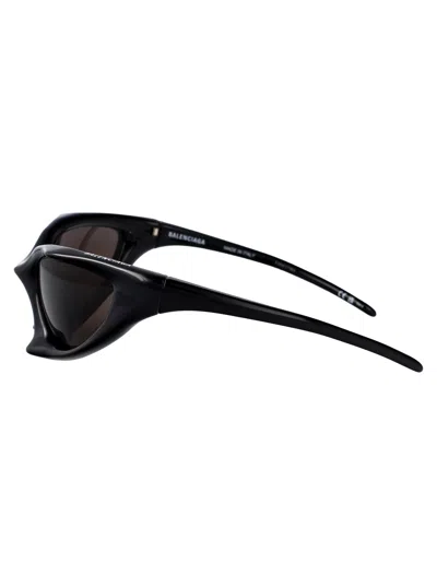 Balenciaga Black-black-grey Injectate Sunglasses In Black