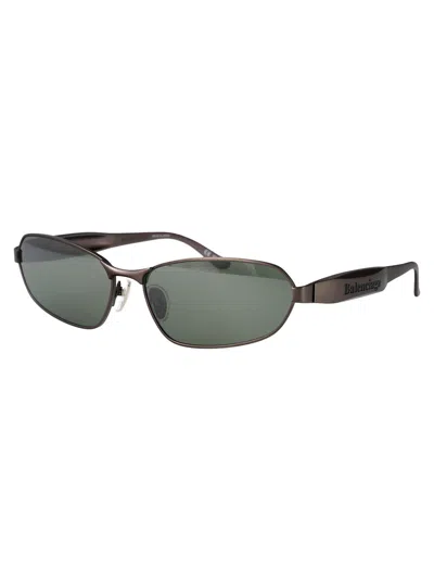 Balenciaga Metallic Green Sunglasses In Black