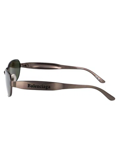 Balenciaga Metallic Green Sunglasses In Black
