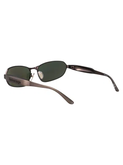 Balenciaga Metallic Green Sunglasses In Black