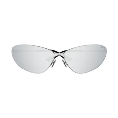 Balenciaga Metallic Silver Sunglasses In Gray