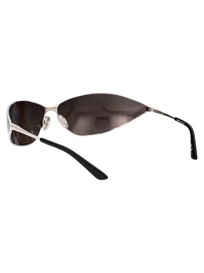 Balenciaga Metallic Silver Sunglasses In Gray