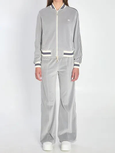 Celine Grey Teddy Tracksuit Triomphe Cotton Jacket In Gray