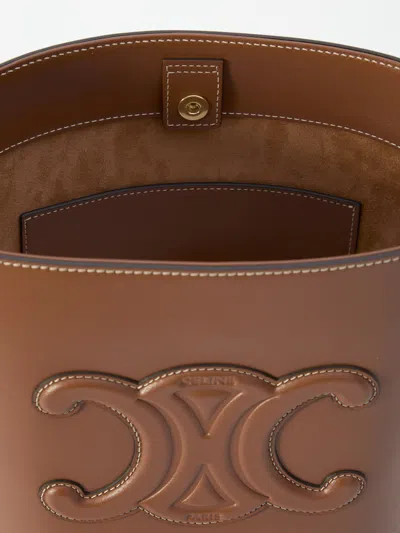 Celine Small Triomphe Bucket Bag In White