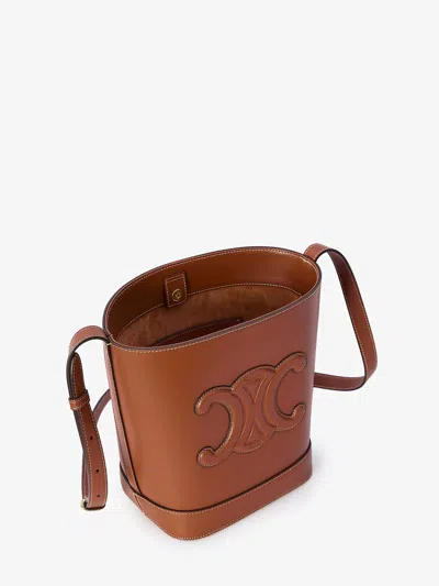 Celine Small Triomphe Bucket Bag In White