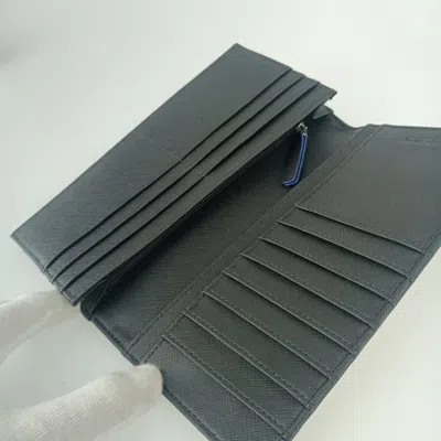 Pre-owned Emporio Armani Black Blue Leather Wallet (bi-fold) () In Multi