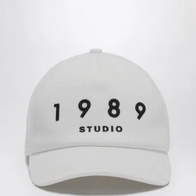 1989 Studio Striped Baseball Patch Cap With Curved Brim In White