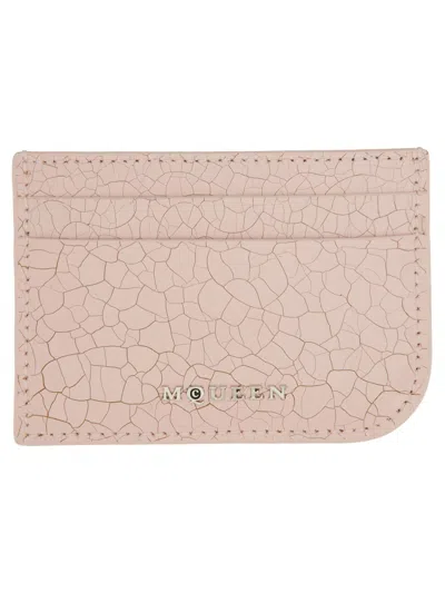 Alexander Mcqueen Leather Card Holder In Neutral
