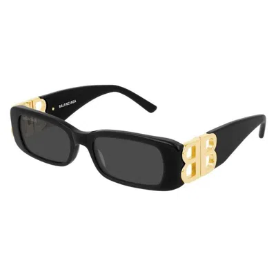 Balenciaga Black Gold Grey Acetate Sunglasses In Black