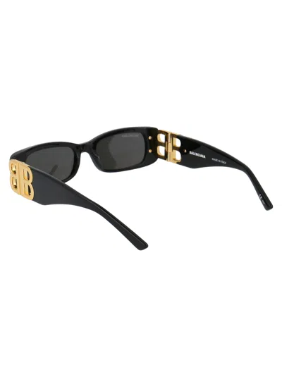 Balenciaga Black Gold Grey Acetate Sunglasses In Black
