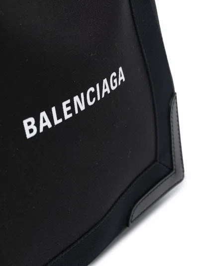 Balenciaga Navy Cabas Small Canvas Tote Bag In Black