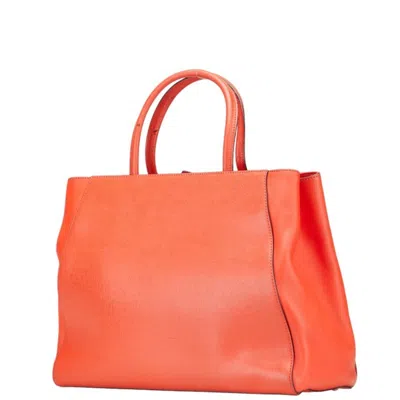 Pre-owned Fendi 2jours Red Color Leather Handbag Shoulder Bag ()