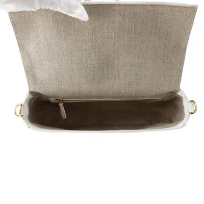 Pre-owned Fendi Baguette White Linen Shoulder Bag ()