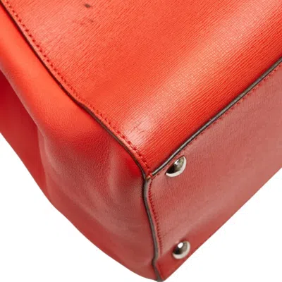 Pre-owned Fendi 2jours Red Color Leather Handbag Shoulder Bag ()
