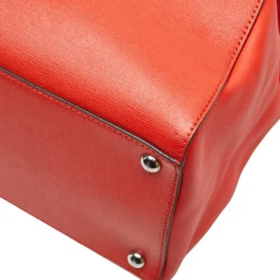 Pre-owned Fendi 2jours Red Color Leather Handbag Shoulder Bag ()