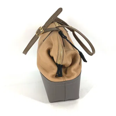 Pre-owned Fendi Beige Brown Leather Shoulder Bag () In Multi