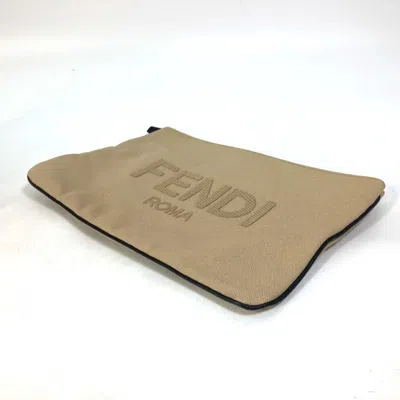 Pre-owned Fendi Beige Canvas Clutch Bag Pouch () In Sand
