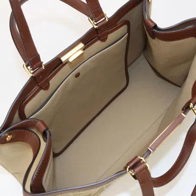 Pre-owned Fendi Beige Jacquard Leather Tote Bag () In Sand